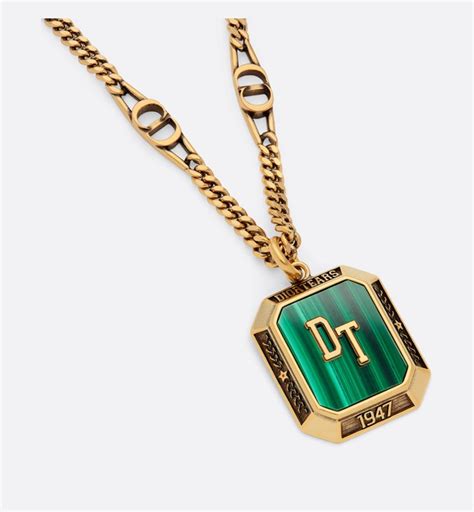 Dior TEARS Pendant Necklace Gold/Malachite 